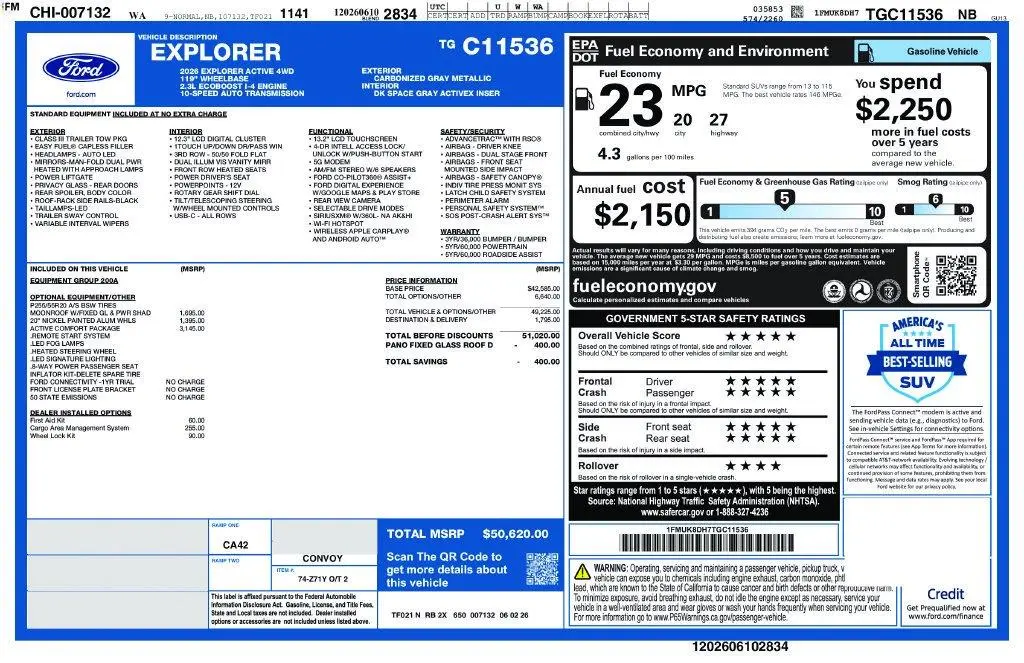 2026 Ford Explorer - $42,986