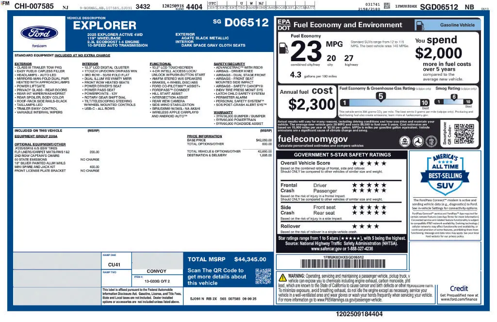 2025 Ford Explorer - $35,166