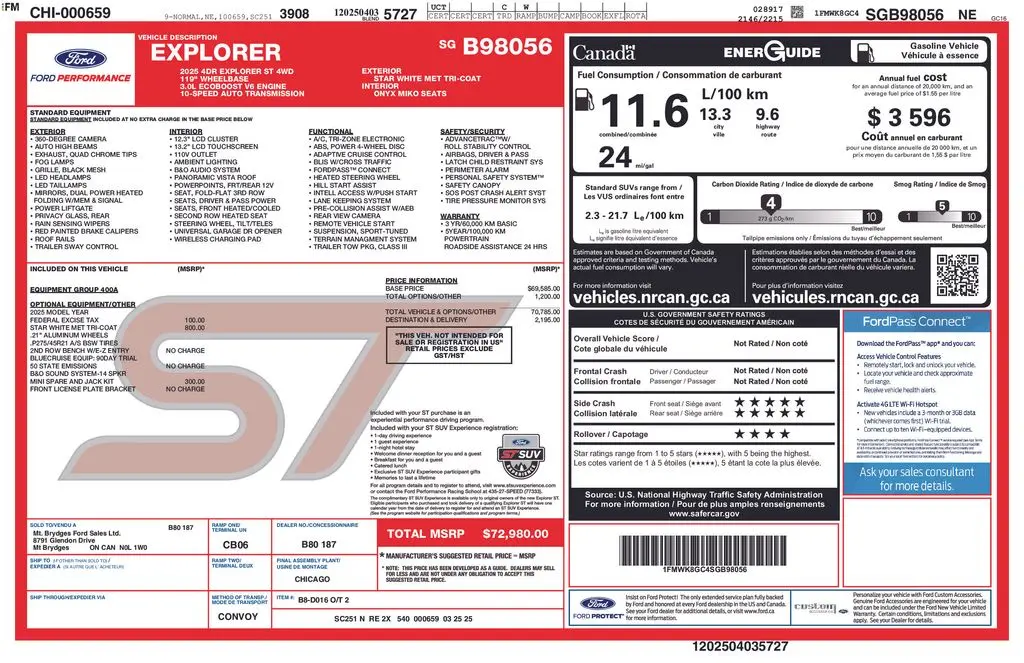 2025 Ford Explorer - $50,398