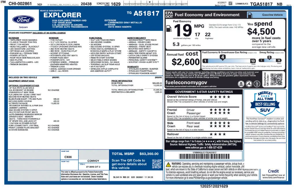 2026 Ford Explorer - $49,297