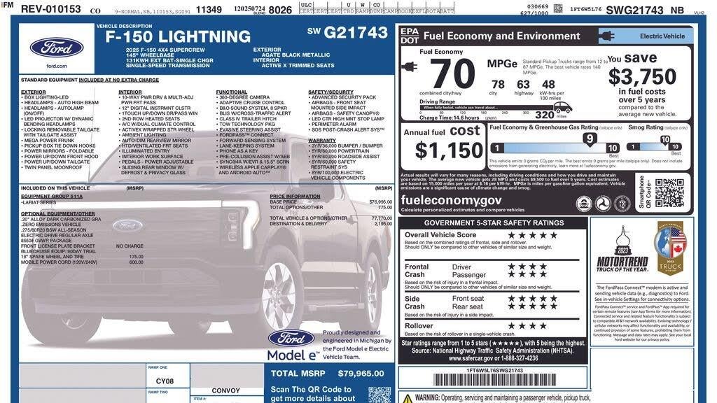 Preowned 2025 Ford F-150 Lightning Lariat for Sale