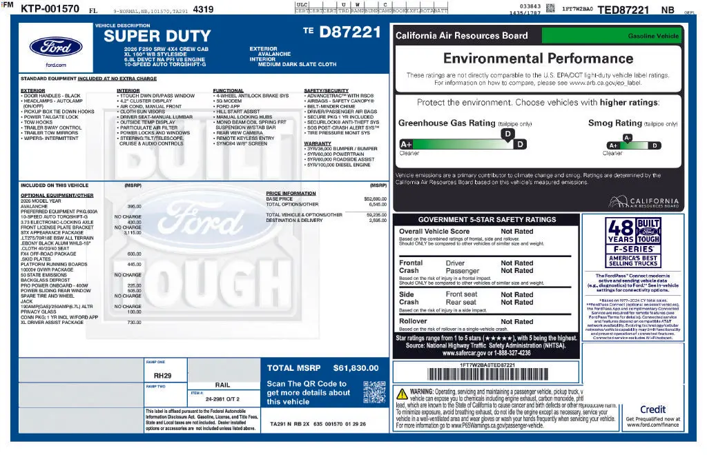 2026 Ford F-250 - $52,501