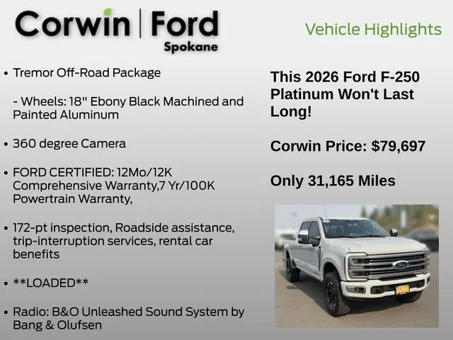 2026 Ford F-250 - $79,697