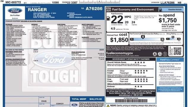 2020 Ford Ranger Lariat