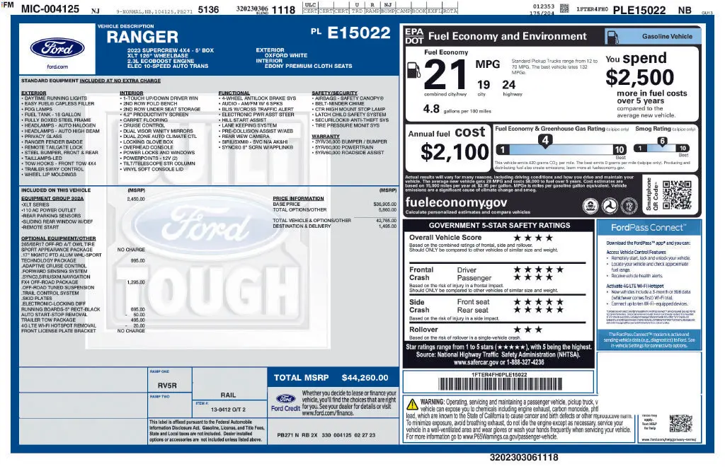 2023 Ford Ranger - $34,900