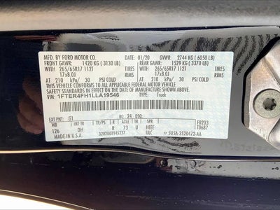 2020 Ford Ranger 4X4 XLT 4DR Supercrew 5.1 FT. SB