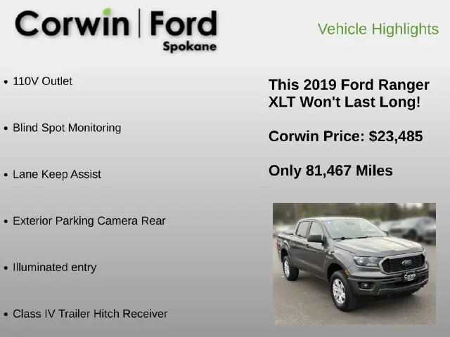 2019 Ford Ranger - $23,485