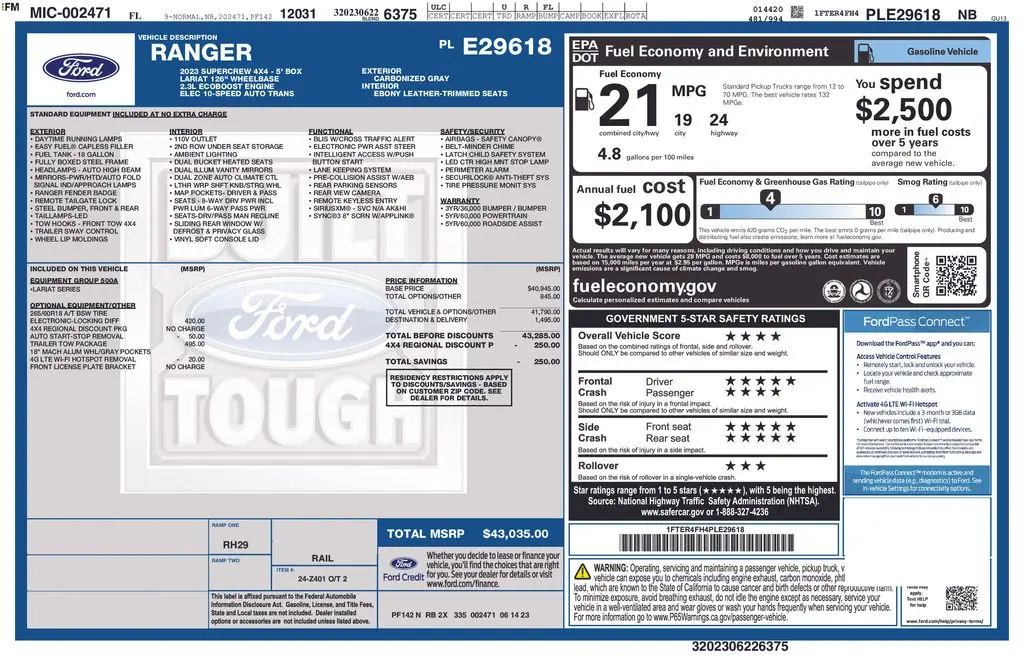2023 Ford Ranger - $28,900