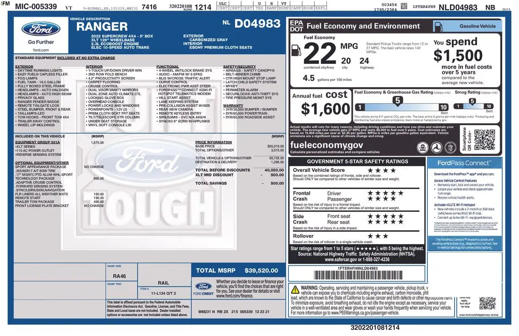 2022 Ford Ranger - $28,301
