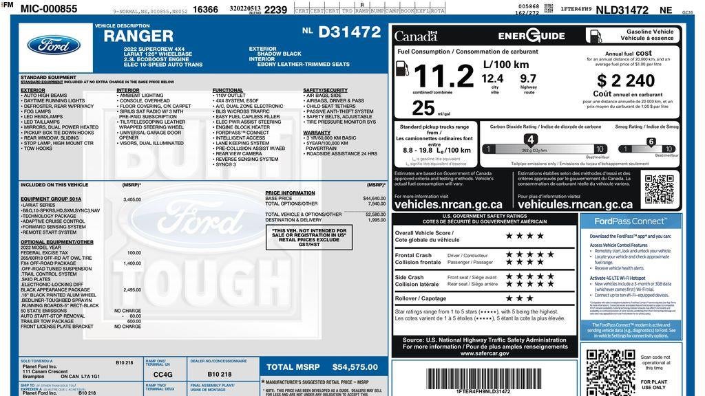 2022 Ford Ranger Lariat