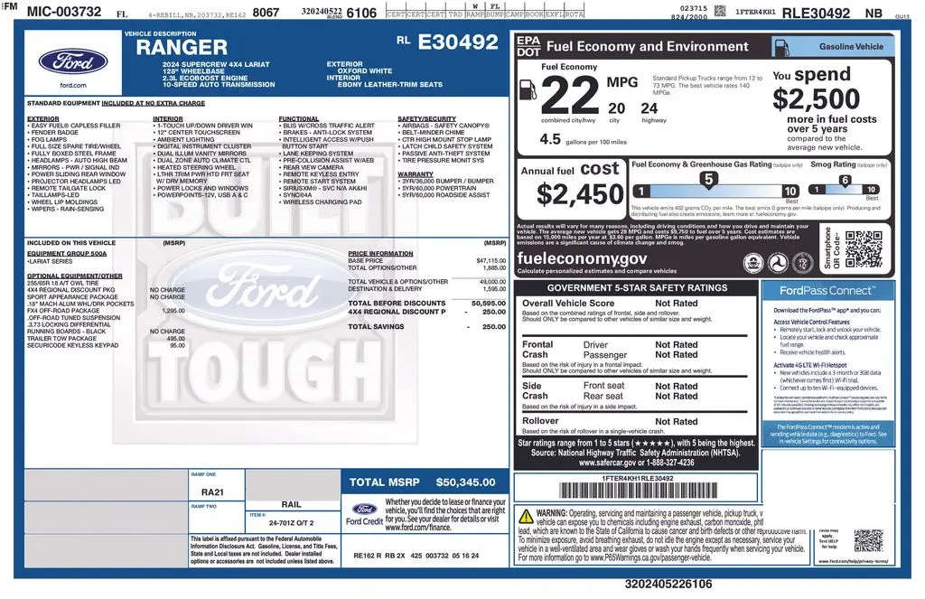 2024 Ford Ranger - $33,900