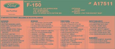 2018 Ford F-150 4X4 Lariat 4DR Supercrew 5.5 FT. SB