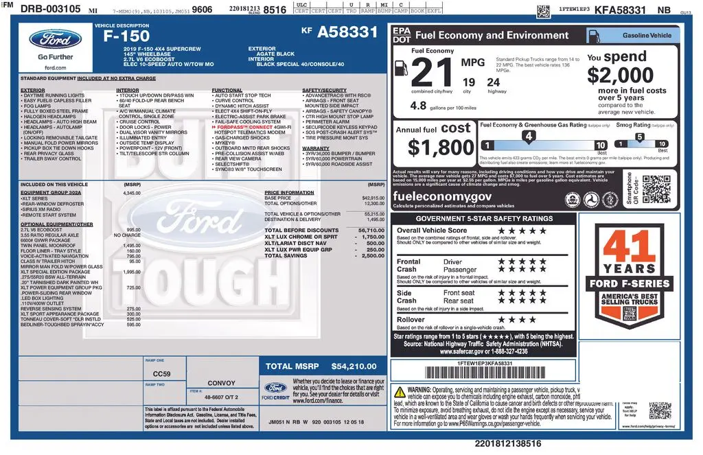 2019 Ford F-150 - $24,501