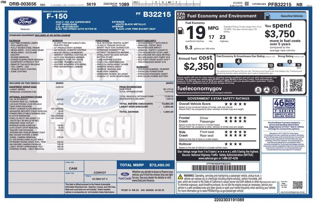 2023 Ford F-150 - $43,300