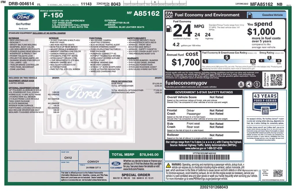 2021 Ford F-150 - $33,500