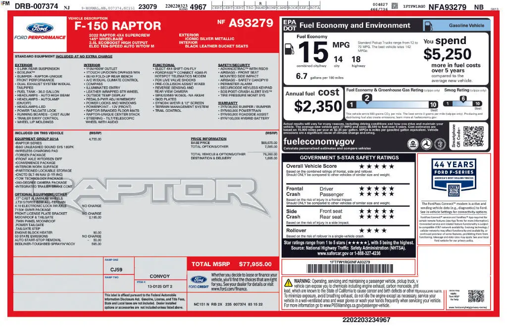 2022 Ford F-150 - $60,485