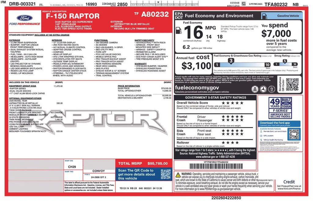 2026 Ford F-150 - $84,901