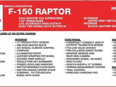 2023 Ford F-150 4X4 Raptor 4DR Supercrew 5.5 FT. SB
