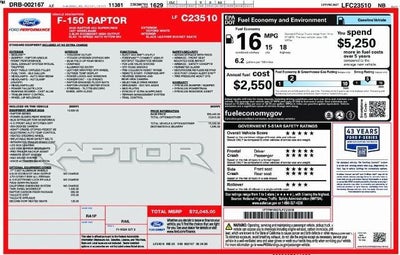 2020 Ford F-150 4X4 Raptor 4DR Supercrew 5.5 FT. SB