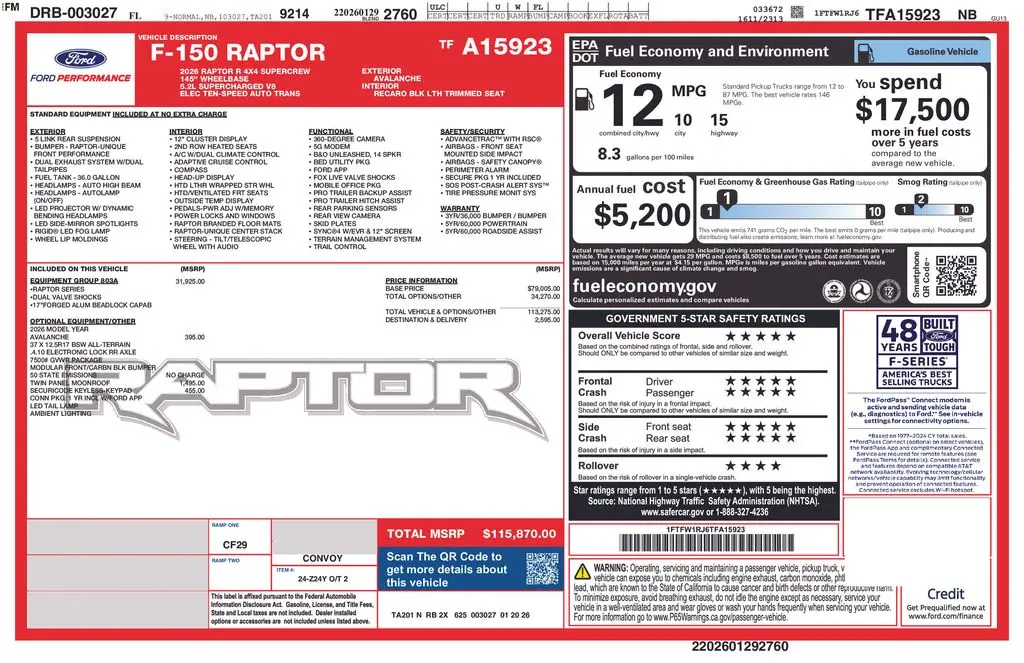 2026 Ford F-150 - $134,912