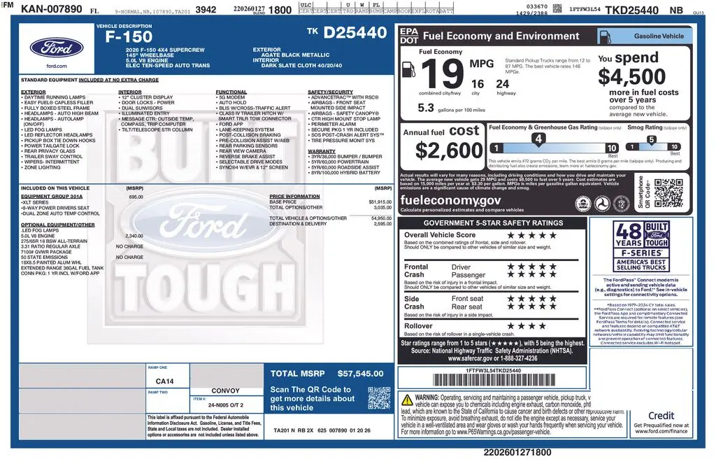2026 Ford F-150 - $56,093