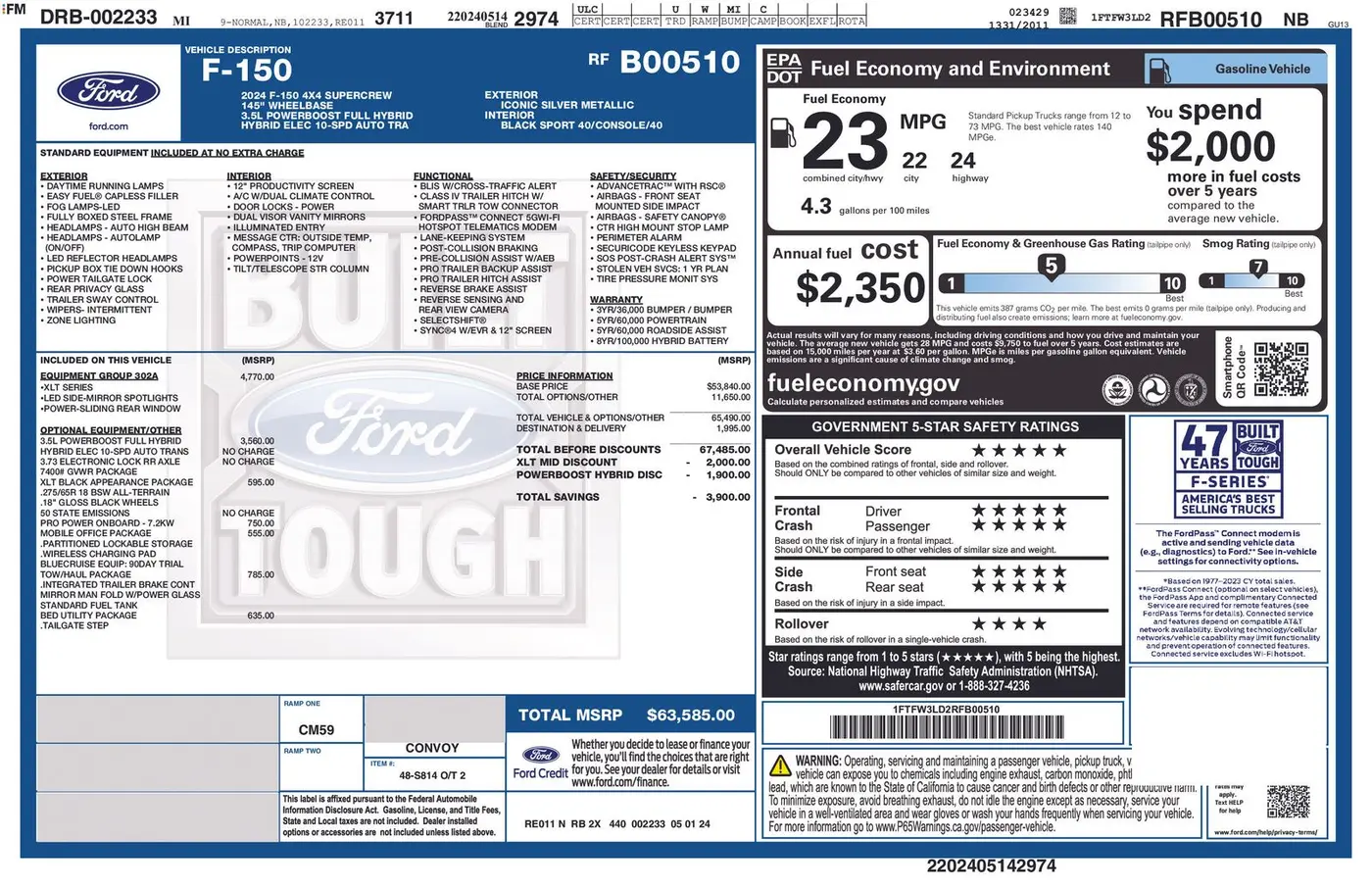 2024 Ford F-150 - $46,590