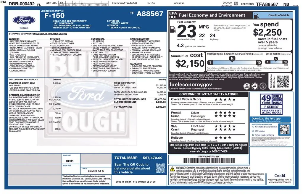 2026 Ford F-150 - $59,895