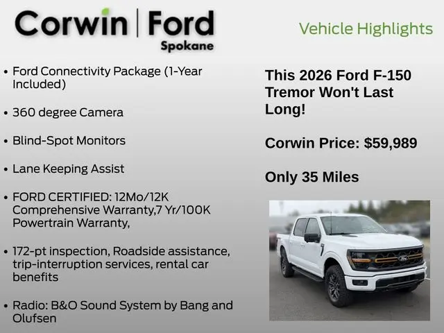 2026 Ford F-150 - $59,989