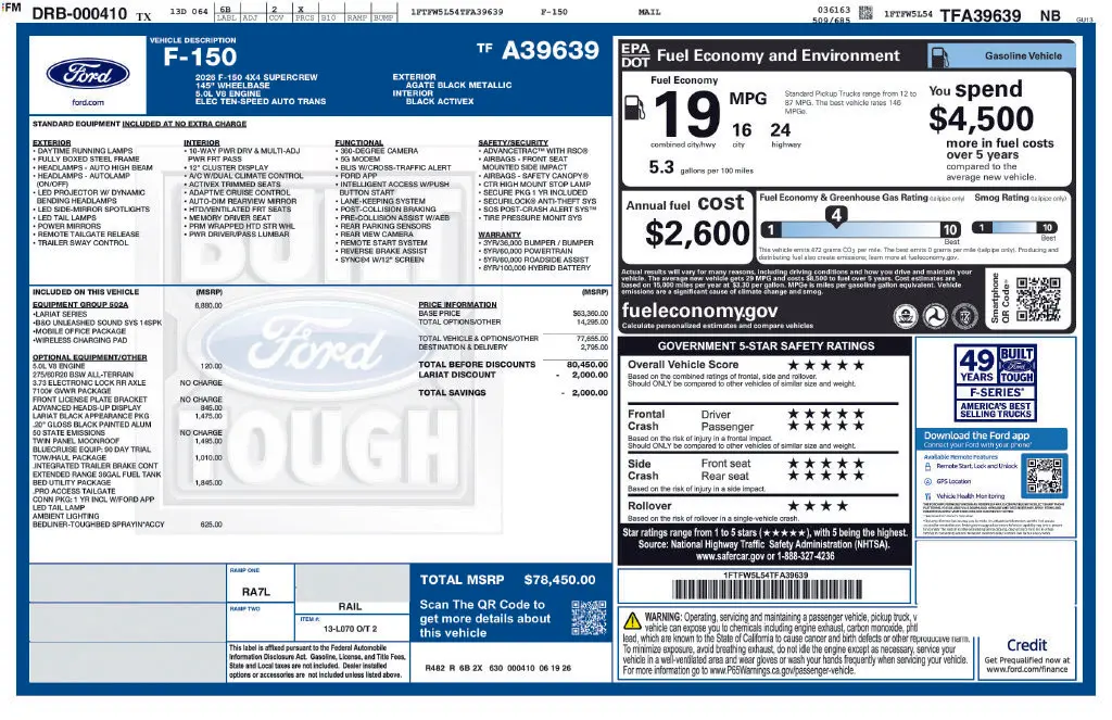 2026 Ford F-150 - $105,995