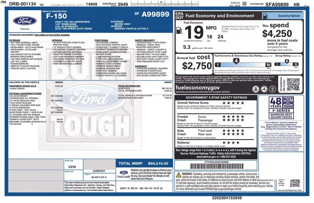 2025 Ford F-150 - $56,495