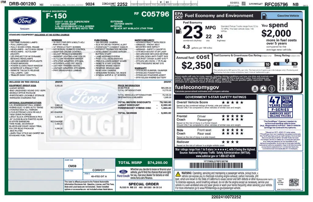 2024 Ford F-150 - $51,797