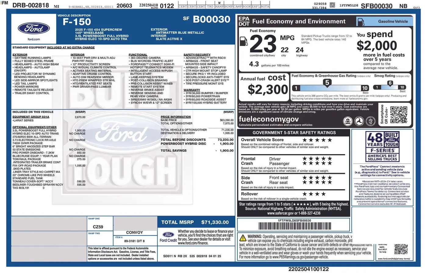 2025 Ford F-150 - $56,500