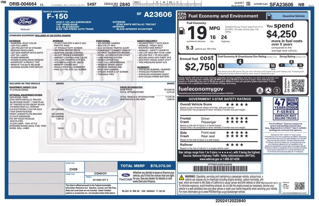 2025 Ford F-150 - $59,000