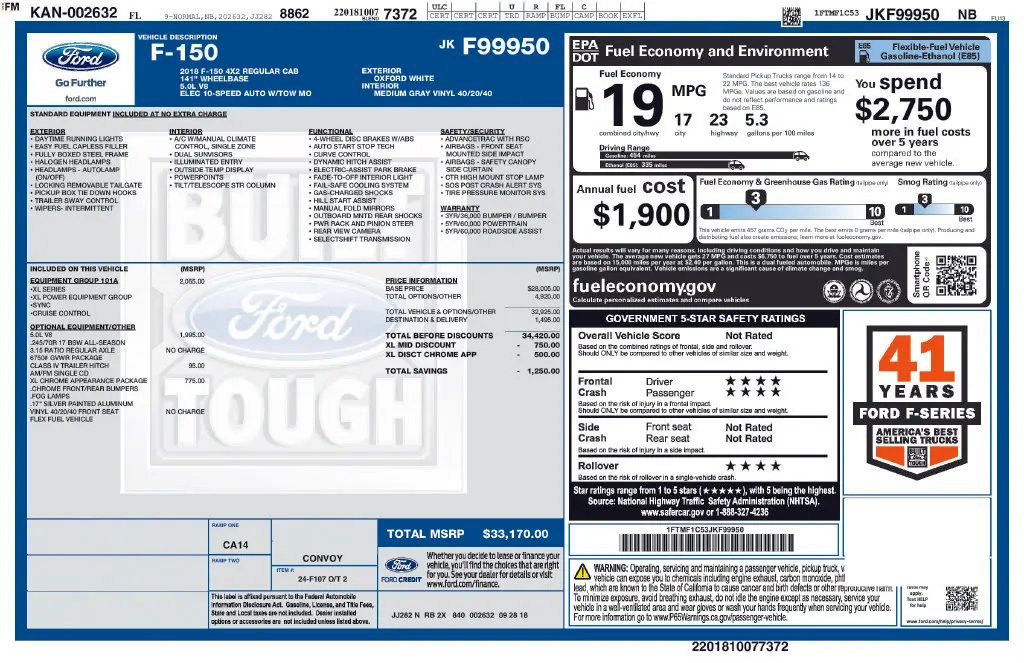 2018 Ford F-150 XL — photo 1 of 6