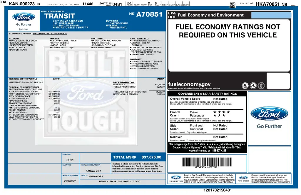 2017 Ford Transit - $12,900