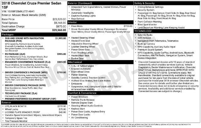 2018 Chevrolet Cruze - $14,435