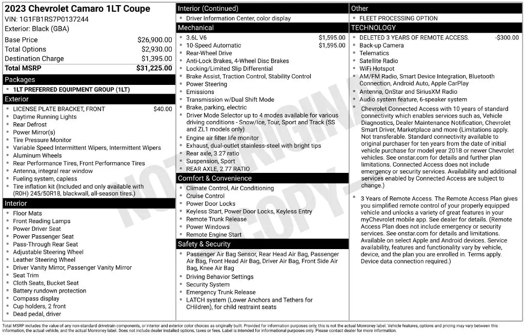 2023 Chevrolet Camaro - $25,983