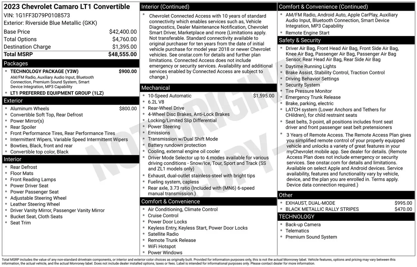 2023 Chevrolet Camaro - $39,087