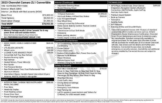 2023 Chevrolet Camaro - $76,885