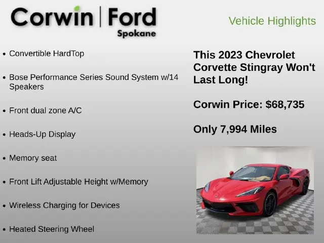 2023 Chevrolet Corvette - $68,735