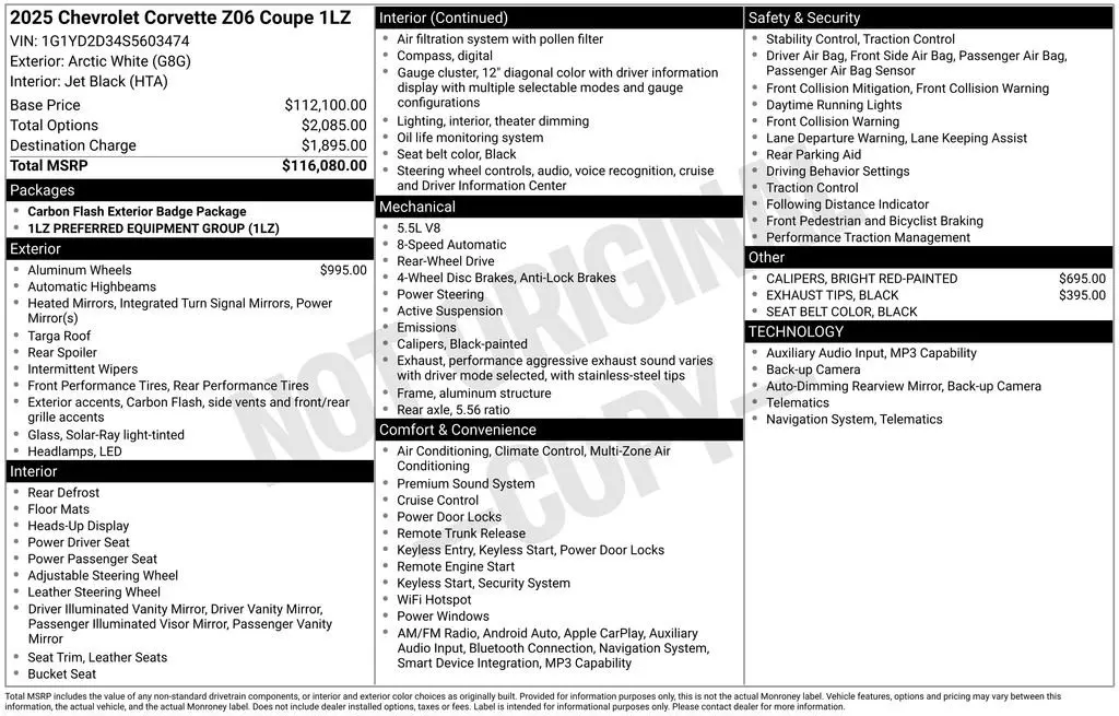 2025 Chevrolet Corvette - $111,927