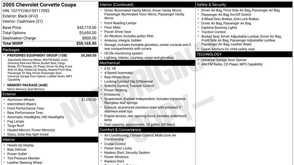 2005 Chevrolet Corvette Base