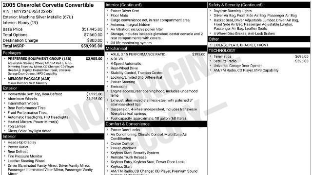 2005 Chevrolet Corvette Base