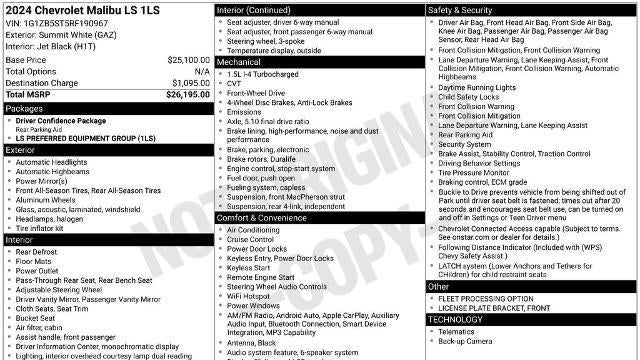 Preowned 2024 Chevrolet Malibu LS for Sale