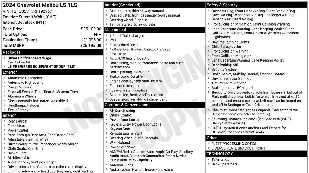 Preowned 2024 Chevrolet Malibu LS for Sale