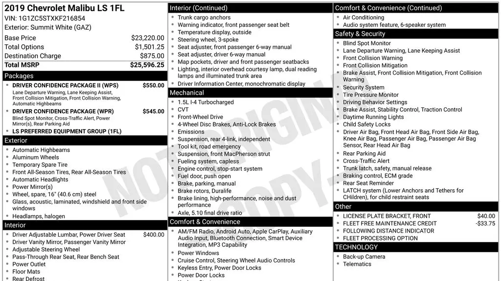 2019 Chevrolet Malibu LS Fleet