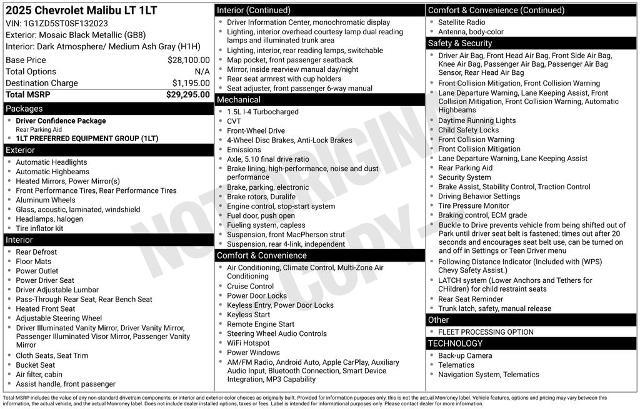 2025 Chevrolet Malibu - $17,499