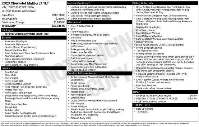 2023 Chevrolet Malibu - $18,784