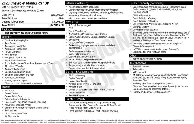 2023 Chevrolet Malibu - $17,892