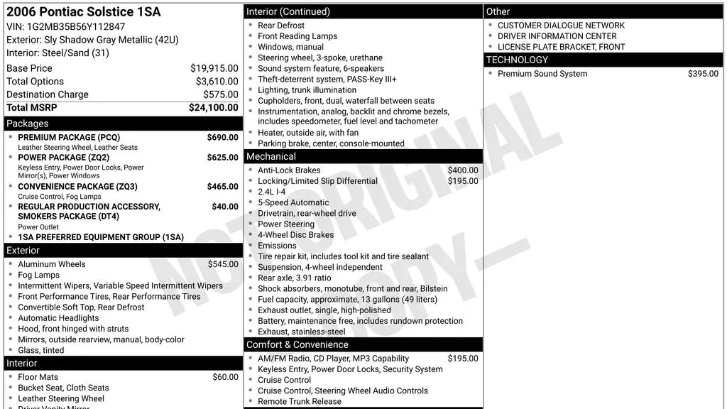 2006 Pontiac Solstice Base
